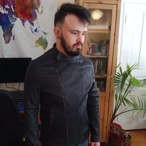 Giorgio Armani Leather Jacket Size US56